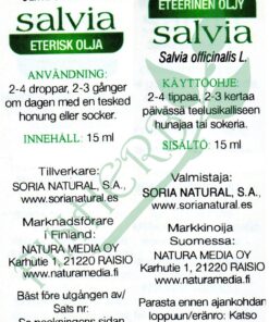 Salvia eteerinen oljy etiketti Finherb