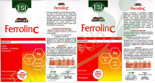 FerrolinC rautapidolaatti etiketti pakkauskuva Finherb